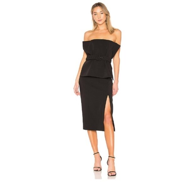 NWT Asilio Revolution Bustier Strapless Black Midi Dress Sz. 6 - Picture 1 of 3